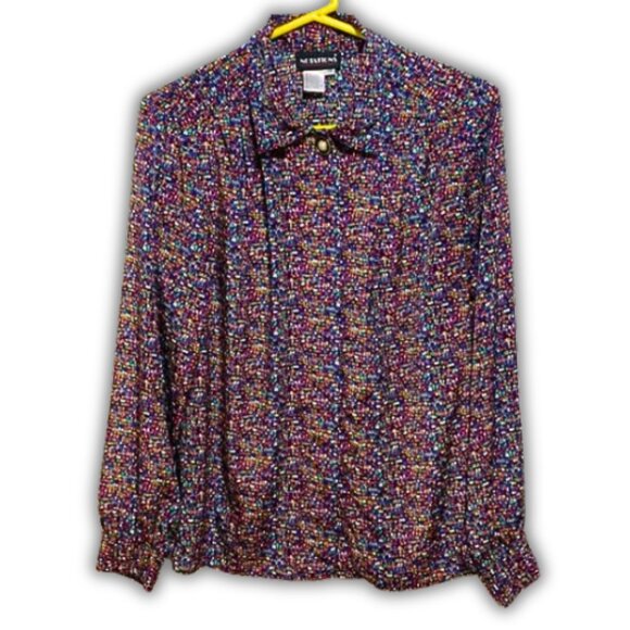 Notations Button Up Long Sleeved Button Up Blouse Size 10 - Picture 1 of 7